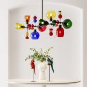 Kare Mazzo Otto hanglamp, meerkleurig glas, 8-lamps