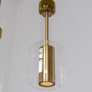 Kare Candy Bar hanglamp, goudkleurig, staal, glas, 3-lamps.