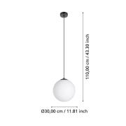 Hanglamp Rondo 3, Ø 30cm, zwart