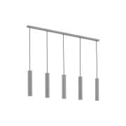 Hanglamp Brenta, grijs, staal, lengte 110 cm, 5-lamps