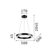 Ideal Lux LED hanglamp Oracle, zwart, 3.000 K, Ø 50 cm