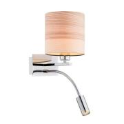 Wandlamp Harry, rond, chroom/hout licht