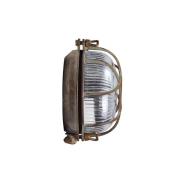 Buitenwandlamp Tortuga messing antiek, glas helder