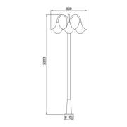 Fraai gevormde lantaarnpaal 171 W 3-lichts