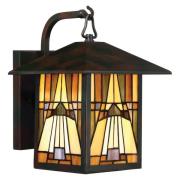 Inglenook buitenwandlamp, gekleurd glas, H 31,4 cm