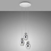 Chroomkleurige LED hanglamp Fedora met 3 lampjes