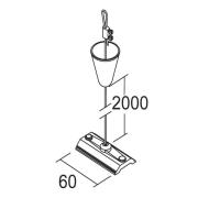 Ivela LKM kabelophanging 200 cm, blad 6 cm, zwart