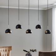 Hanglamp Cool, 5-lamps lang, zwart