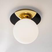Plafondlamp Plato, goudkleurig, metaal, opaalglas, Ø 25 cm