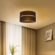 Plafondlamp Duo, rotan, Ø 40 cm, zwart