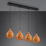 Hanglamp Sprout van rotan, 4-lamps, natuur