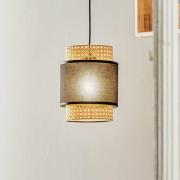 Boho hanglamp, zwart/rattan Ø 20 cm