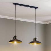 Hanglamp Felix, blauw/goud, 2-lamps