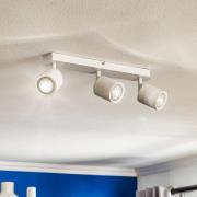 Plafondspot Modo van roestvrij staal, wit, 3-lamps