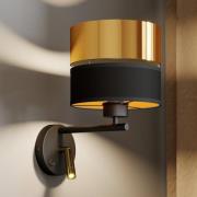 Wandlamp Hilton zwart/goud met LED leeslampje