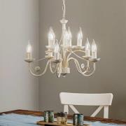 Kroonluchter Ayleen van staal, 10-lamps, wit