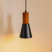 Hanglamp Esma, zwart, houten detail, 1-lamp