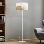 Vloerlamp Linobianco, kap van stof en jute