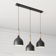 Hanglamp Noak 3-lichts lang zwart/hout naturel