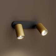 Wandspot Eye Spot 2-lamps, zwart/messing