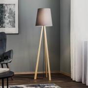 Quitani driepoot vloerlamp Jata, hout, chintz grafiet