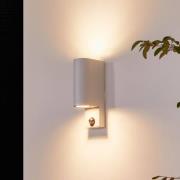 Prios buitenwandlamp Tetje, wit, rond, sensor