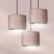 Hanglamp Jari stoffen kap 3-lamps rond rosé-goud