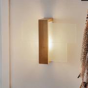 Wandlamp Shifted 1, glas en licht hout