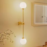 Wandlamp Alison, 2-lamps, messing/wit, 89 cm