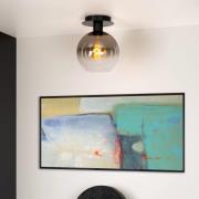 Plafondlamp Marius, glazen kap, zwart, 1-lamp
