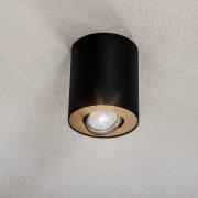 Plafondspot set, verstelbaar, zwart, binnenkant goudkleurig