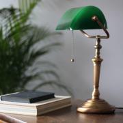 Bureaulamp Ancilla, glazen kap, brons/groen