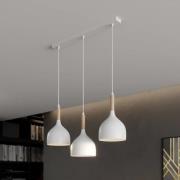 Hanglamp Noak, wit/hout naturel, 3-lamps lang