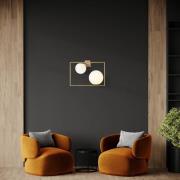 Wandlamp Buble, goud, 2 opaalglazen kappen