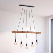 Damian hanglamp met houten balk en 5 fitting