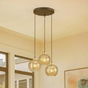 Hanglamp Devi, amber, 3-lamps, rond