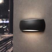 Francy buitenwandlamp, zwart/opaal, E27 2.700 K, omhoog/omlaag