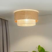 Euluna plafondlamp Boho jute, naturelbruin/wit, Ø 60 cm