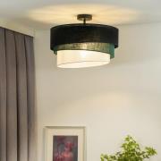 Euluna plafondlamp Trio, zwart/groen/wit, textiel, Ø 45 cm