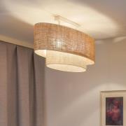 Euluna plafondlamp Boho jute, naturelbruin/wit, lengte 80 cm