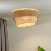 Euluna plafondlamp Trio Jute, naturel bruin/wit/raffia Ø 60 cm