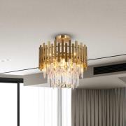 Plafondlamp Aspen, metaal goudkleurig, glaskristallen, Ø 45 cm