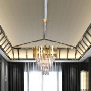 Hanglamp Aspen metaal goudkleurig glaskristallen, hoogte 50 cm