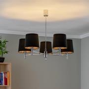 Hanglamp Bono, 5-lamps, chroom/zwart