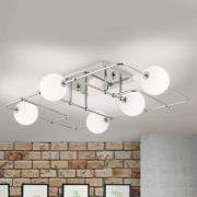 LED plafondlamp Pipes met 5 glasbollen, nikkel