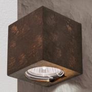 Wandlamp Cube van keramiek hoogte 7,5cm roestbruin