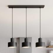 Hanglamp Rif, lineair 3-lamps, zwart