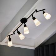 Cole plafondlamp van glas en metaal, 5-lamps