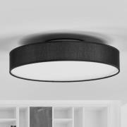 Lindby LED plafondlamp Saira, Ø 40 cm, zwart, textiel