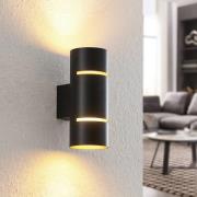 Lindby Deora LED wandlamp rond, zwart-koper